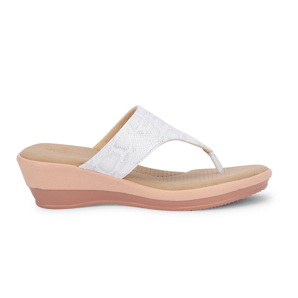 Senorita Casual Silver Wedge Heels for women LDF-2 By Liberty - Image 2