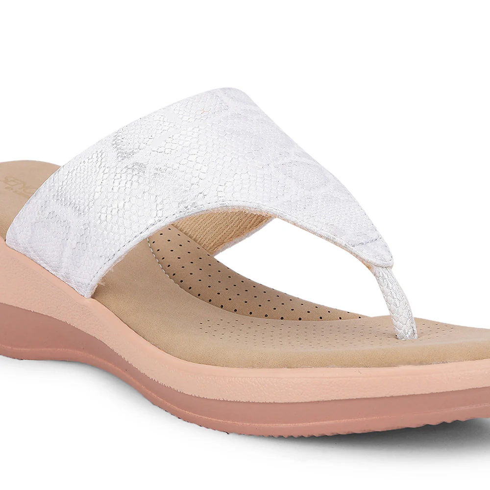 Senorita Casual Silver Wedge Heels for women LDF-2 By Liberty - Image 4