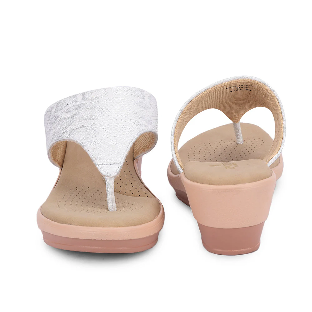 Senorita Casual Silver Wedge Heels for women LDF-2 By Liberty - Image 5