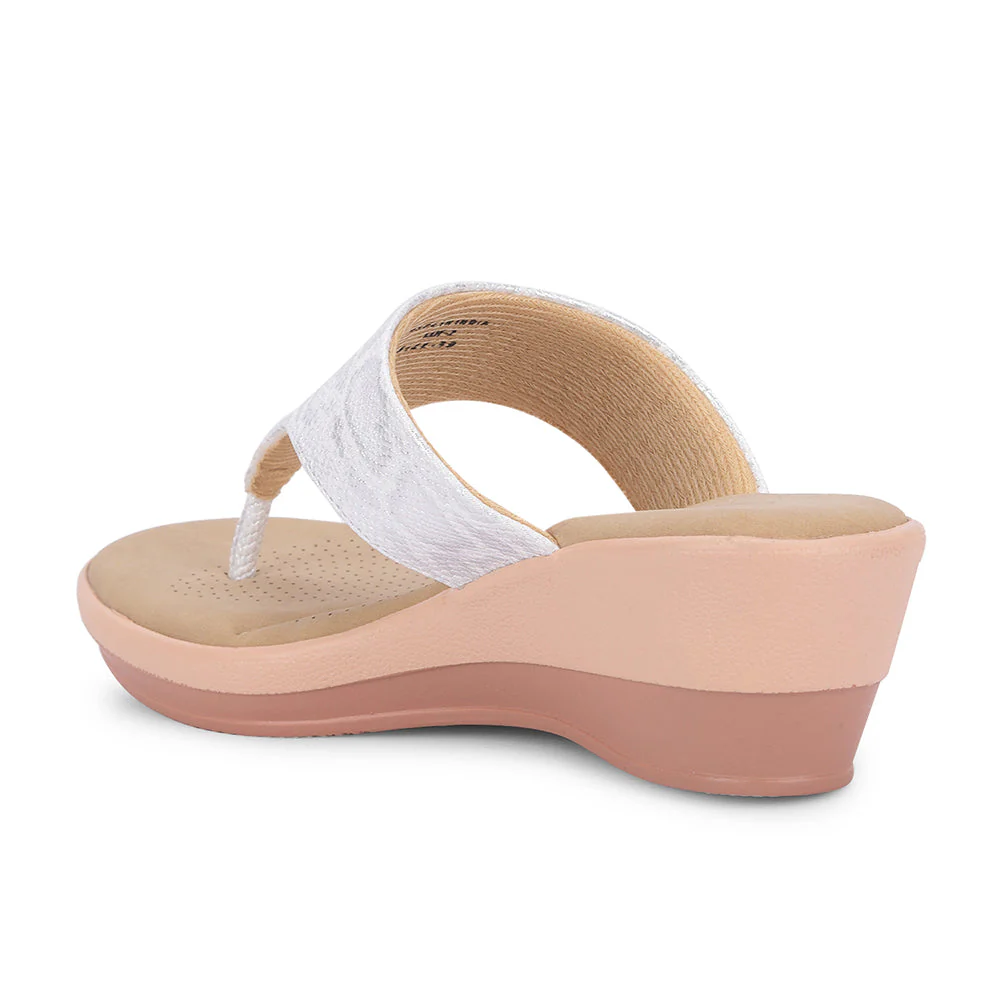 Senorita Casual Silver Wedge Heels for women LDF-2 By Liberty - Image 6