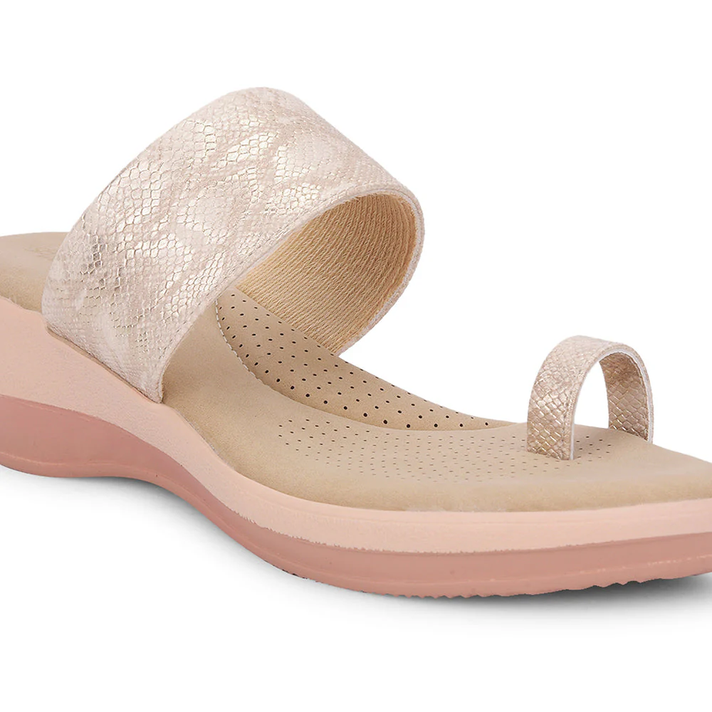 Senorita By Liberty Women LDF-20 Golden Fashion Toe Ring Sandal - Image 4