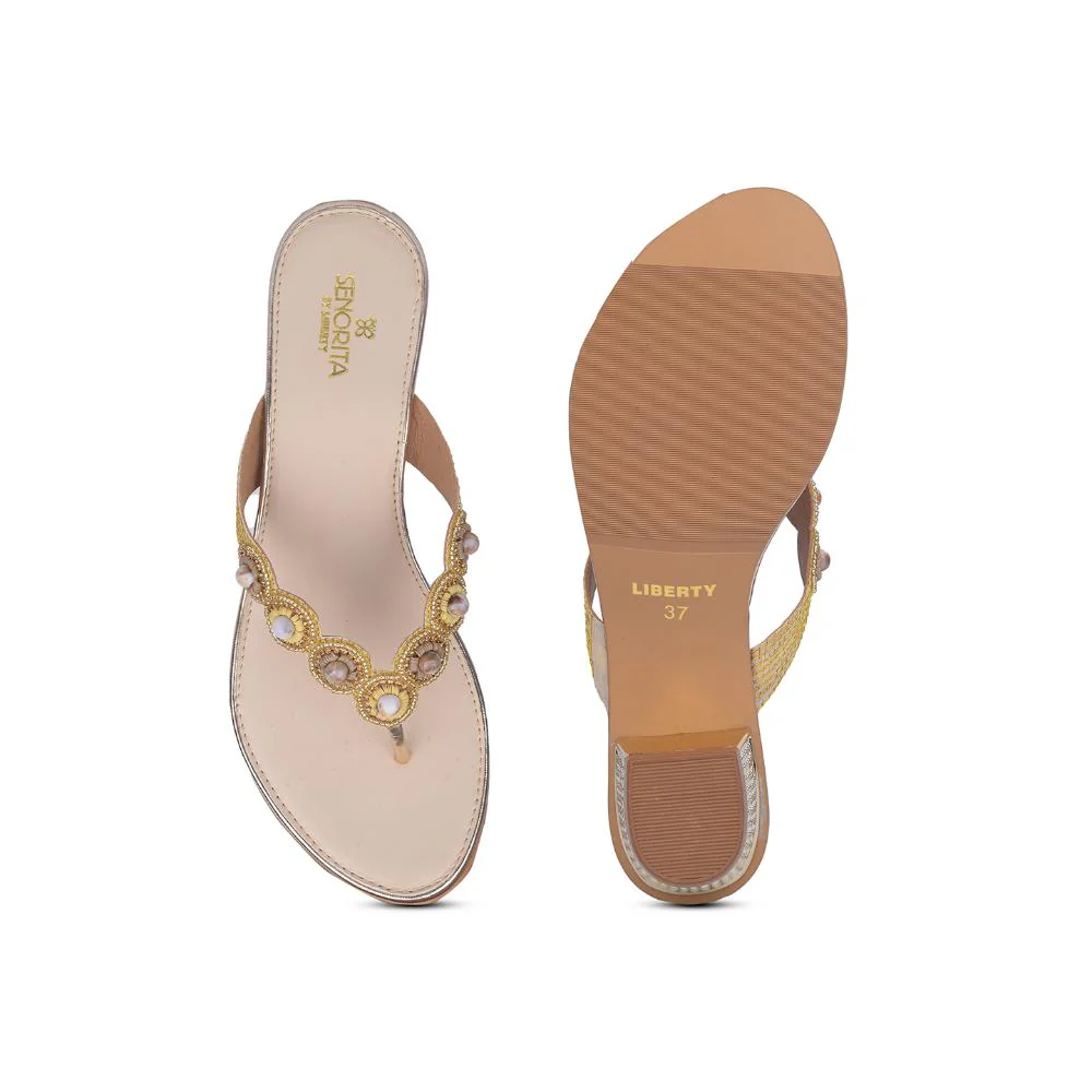 Senorita By Liberty Women STY-41 Golden Ethnic Sandal - Image 6