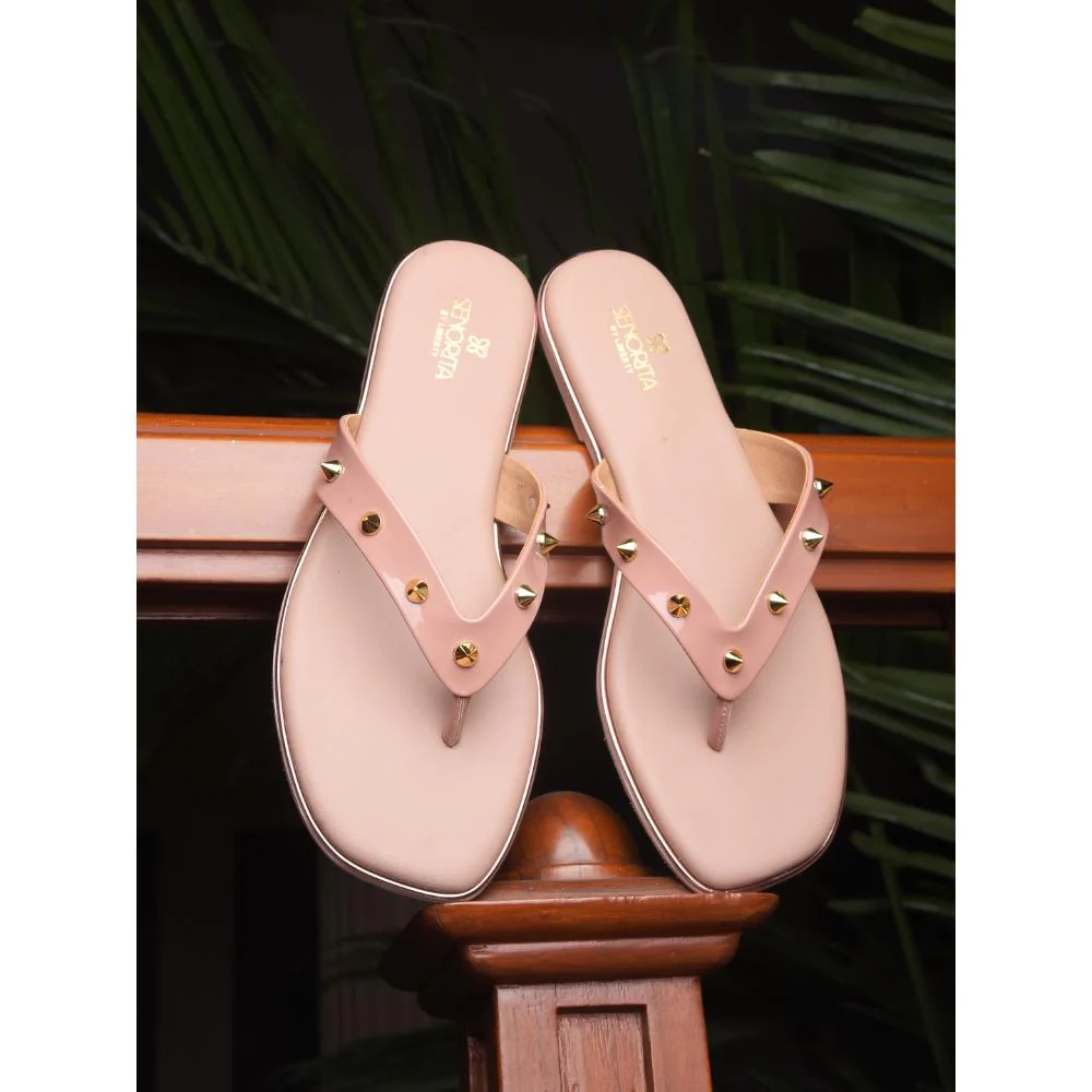 Senorita Casual Peach Flat Slippers For Women STY-48E By Liberty - Image 3