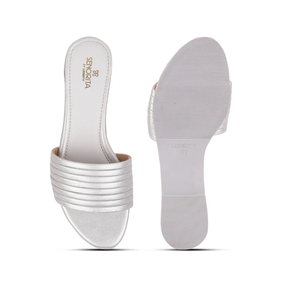 Senorita Casual Silver Slides Women STY-51E By Liberty - Image 5