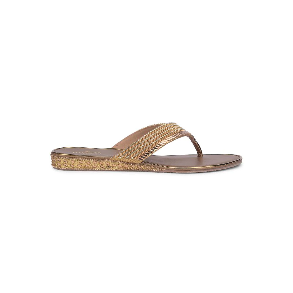 Senorita By Liberty Women STY-72 Golden Casual Slippers - Image 2