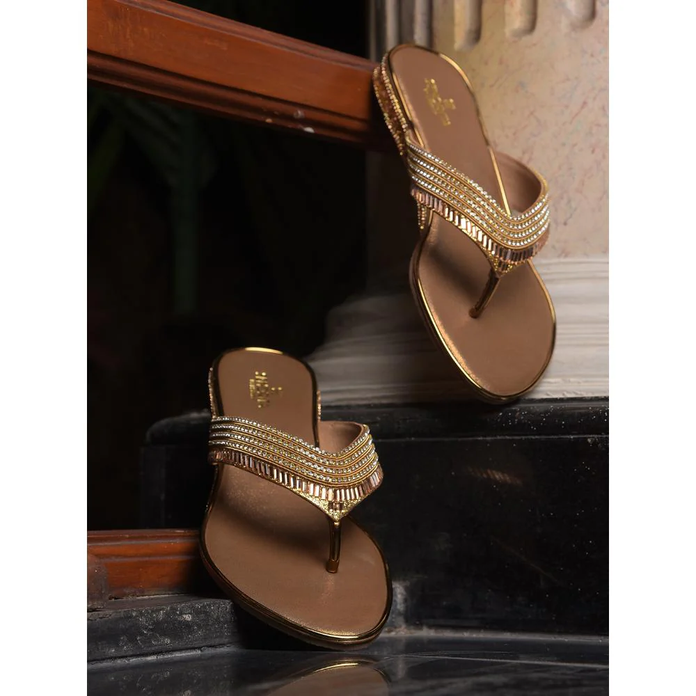 Senorita By Liberty Women STY-72 Golden Casual Slippers - Image 4