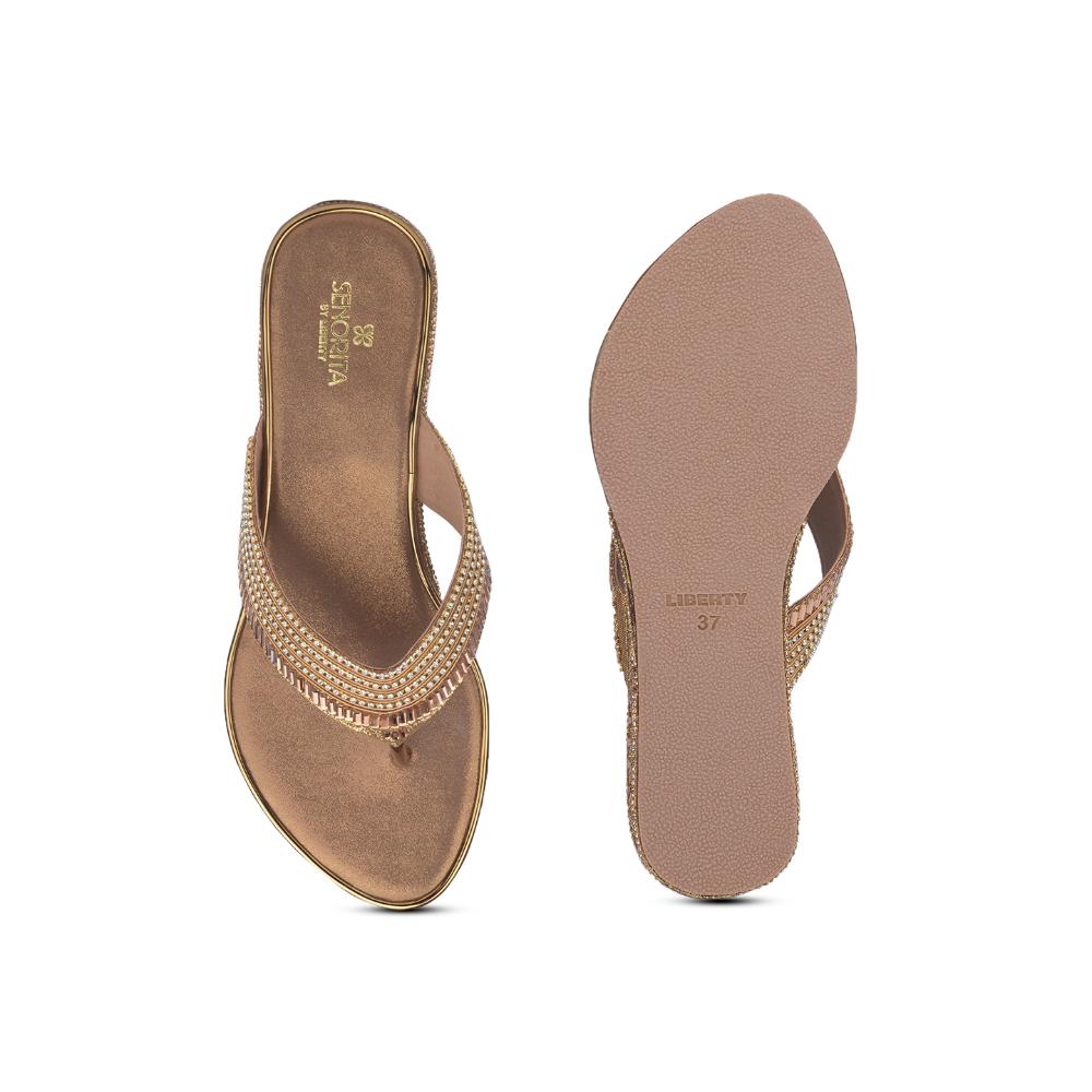 Senorita By Liberty Women STY-72 Golden Casual Slippers - Image 6