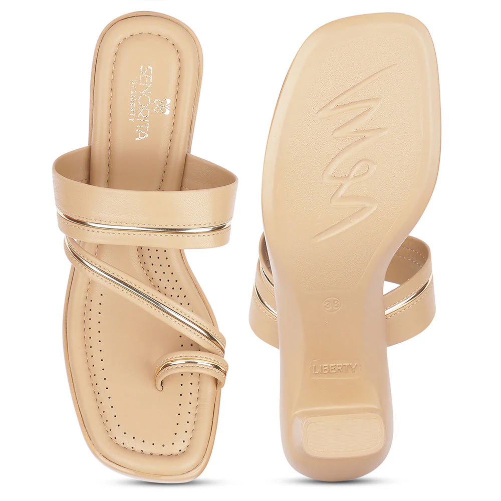 Senorita Casual Beige Block Heels For Women D839-03 By Liberty - Image 6