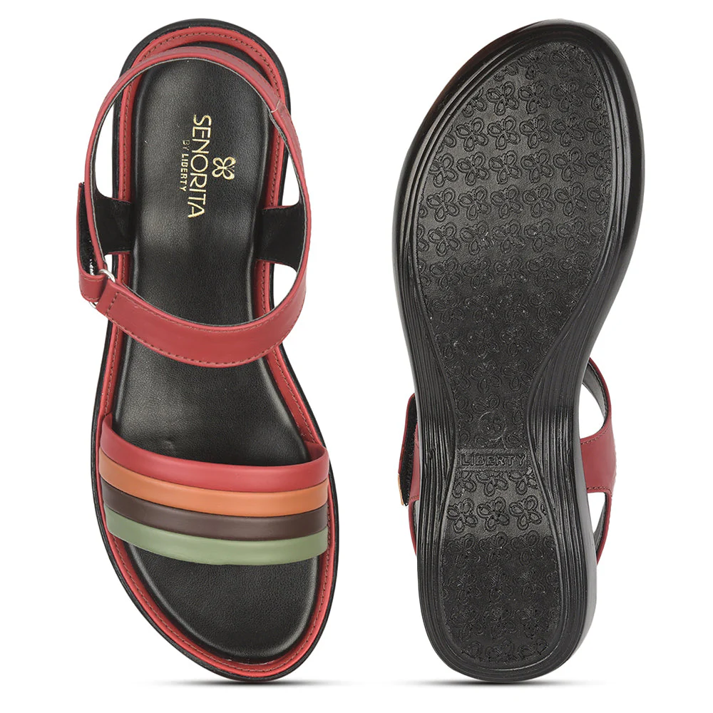 Senorita Casual (Red) Sandals For Women DZL-801 By Liberty - Image 4