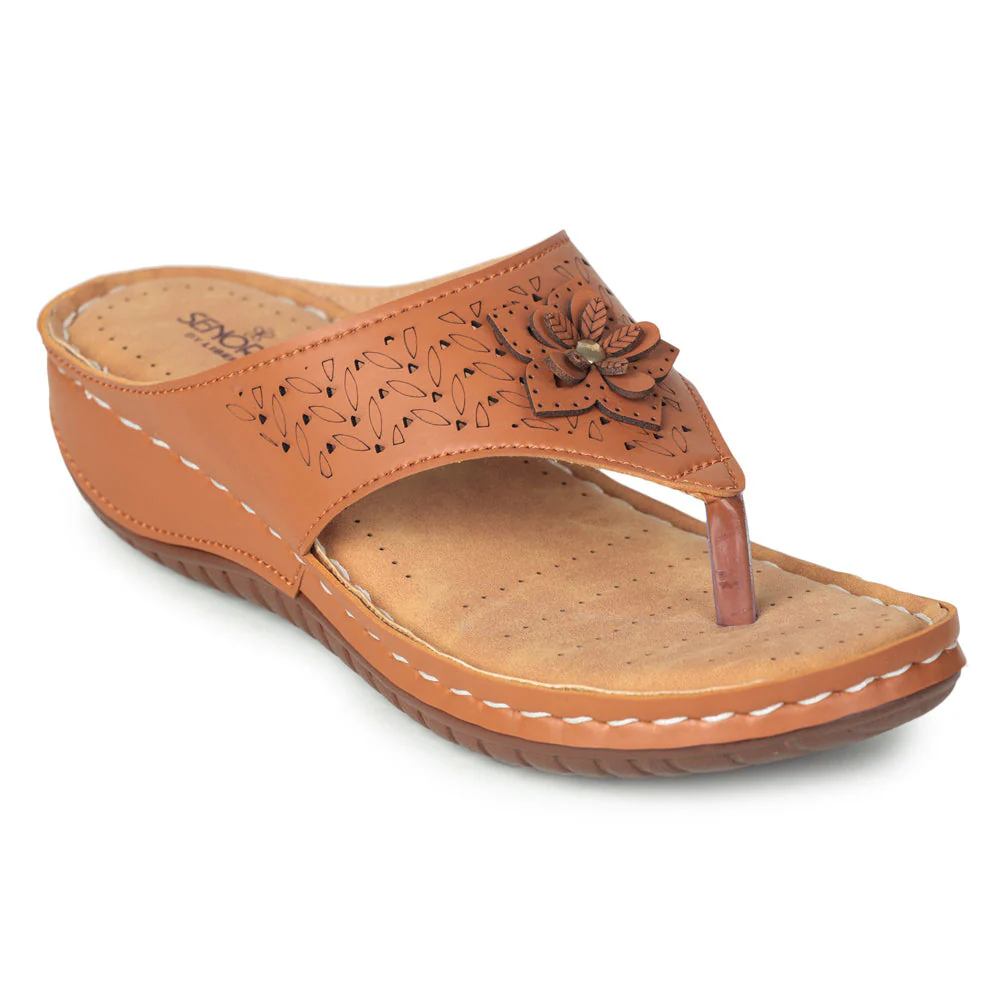 Senorita Casual Tan Slippers For Women LAF-756 By Liberty - Image 5