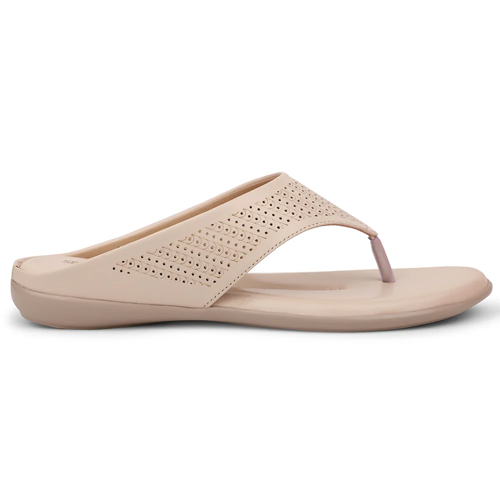 Senorita Cream Casual Slipper For Women AGL-101 By Liberty - Image 2