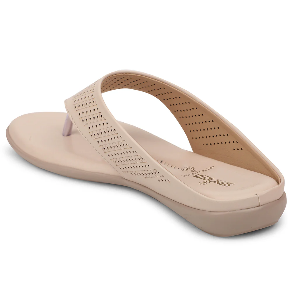 Senorita Cream Casual Slipper For Women AGL-101 By Liberty - Image 4