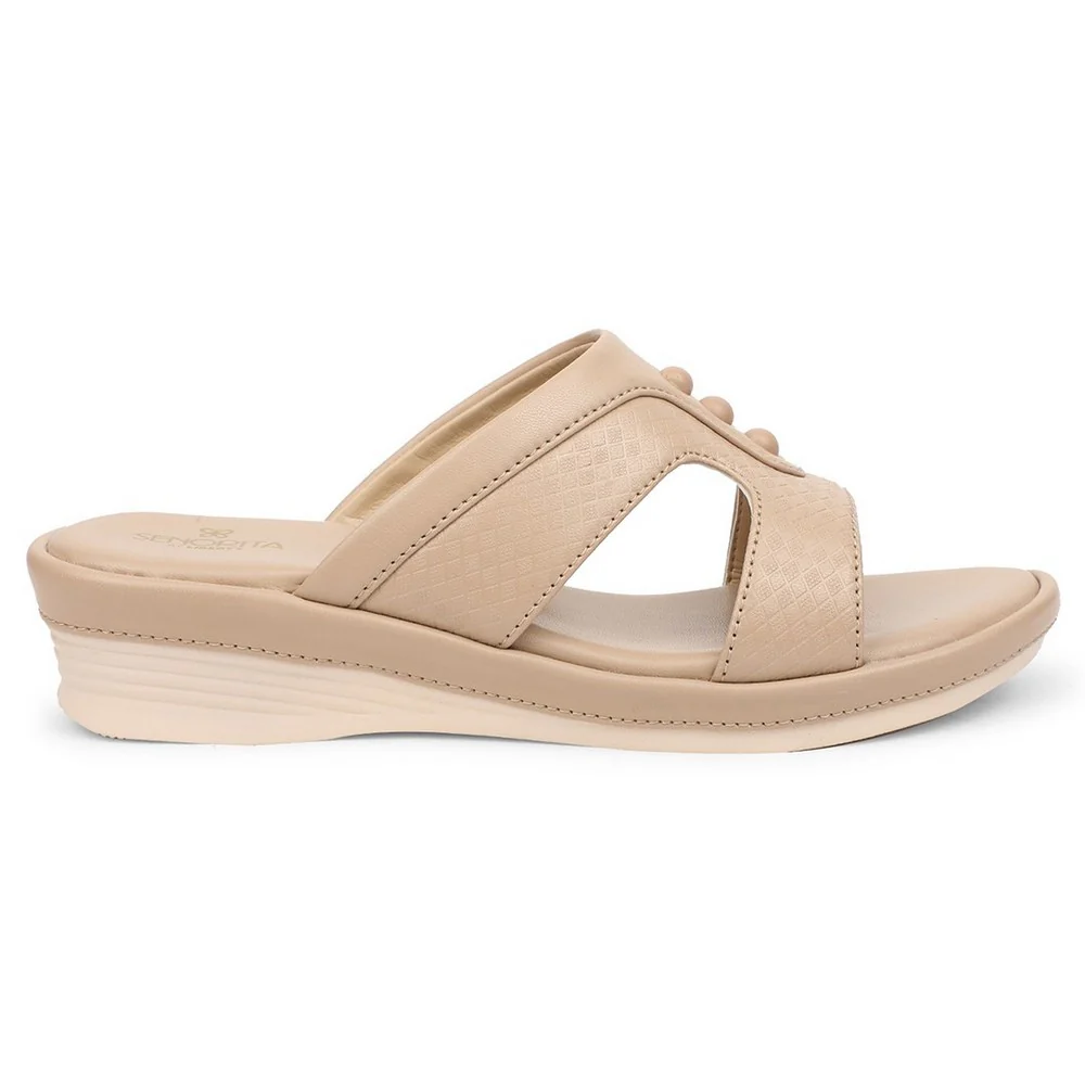 Senorita Cream Casual Slipper For Women SGL-2 By Liberty - Image 2