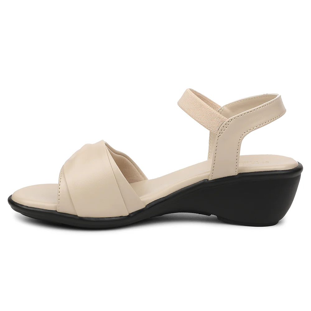 Senorita Cream Casual Wedge Heel Sandal For Women JFL-36 By Liberty - Image 3