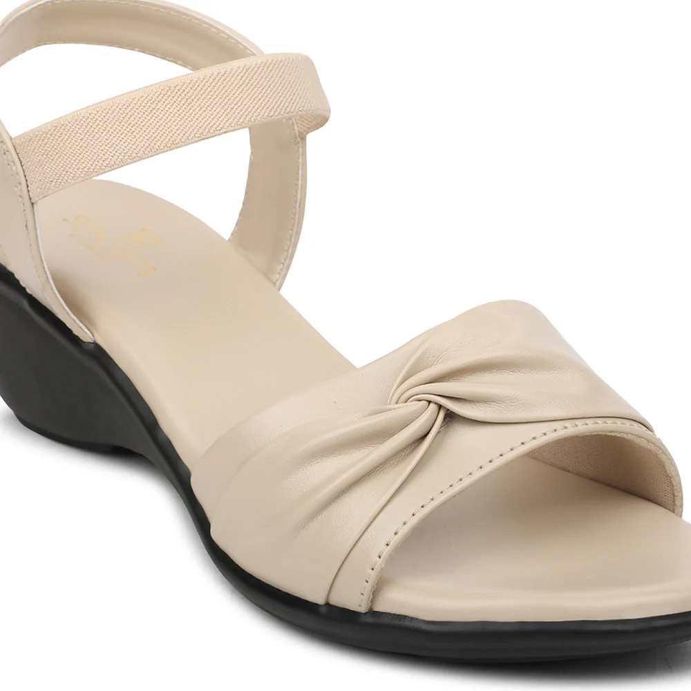 Senorita Cream Casual Wedge Heel Sandal For Women JFL-36 By Liberty - Image 4