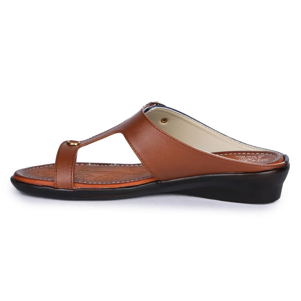 Senorita Ethnic Tan Toe Ring Slippers For Women D1-06 By Liberty - Image 3