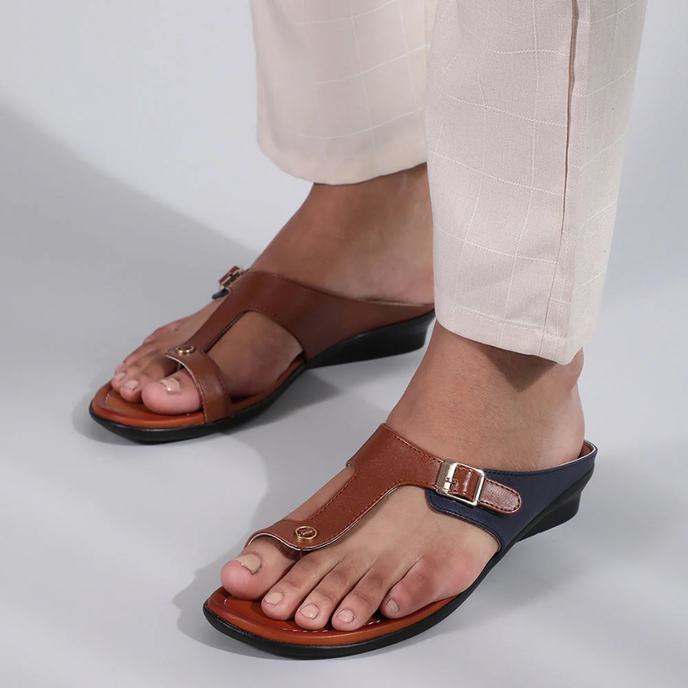 Senorita Ethnic Tan Toe Ring Slippers For Women D1-06 By Liberty - Image 5