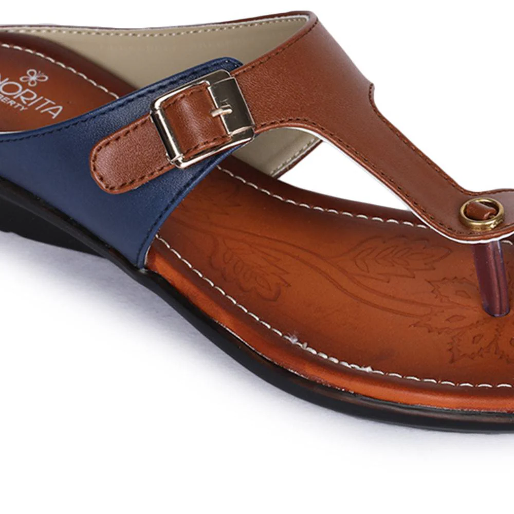 Senorita Ethnic Tan Toe Ring Slippers For Women D1-06 By Liberty - Image 6