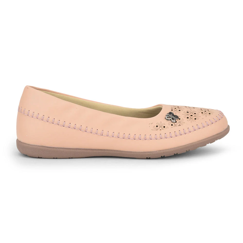 Senorita Fashion (Peach) Ballerina Shoes For Ladies LPM-122 By Liberty - Image 2