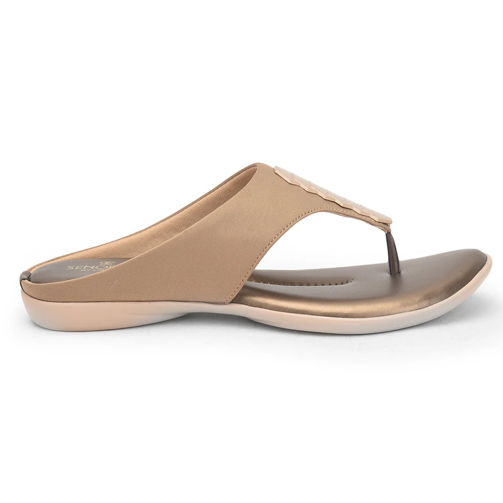 Senorita Formal Golden Flat Slipper For Women MK-201 By Liberty - Image 2