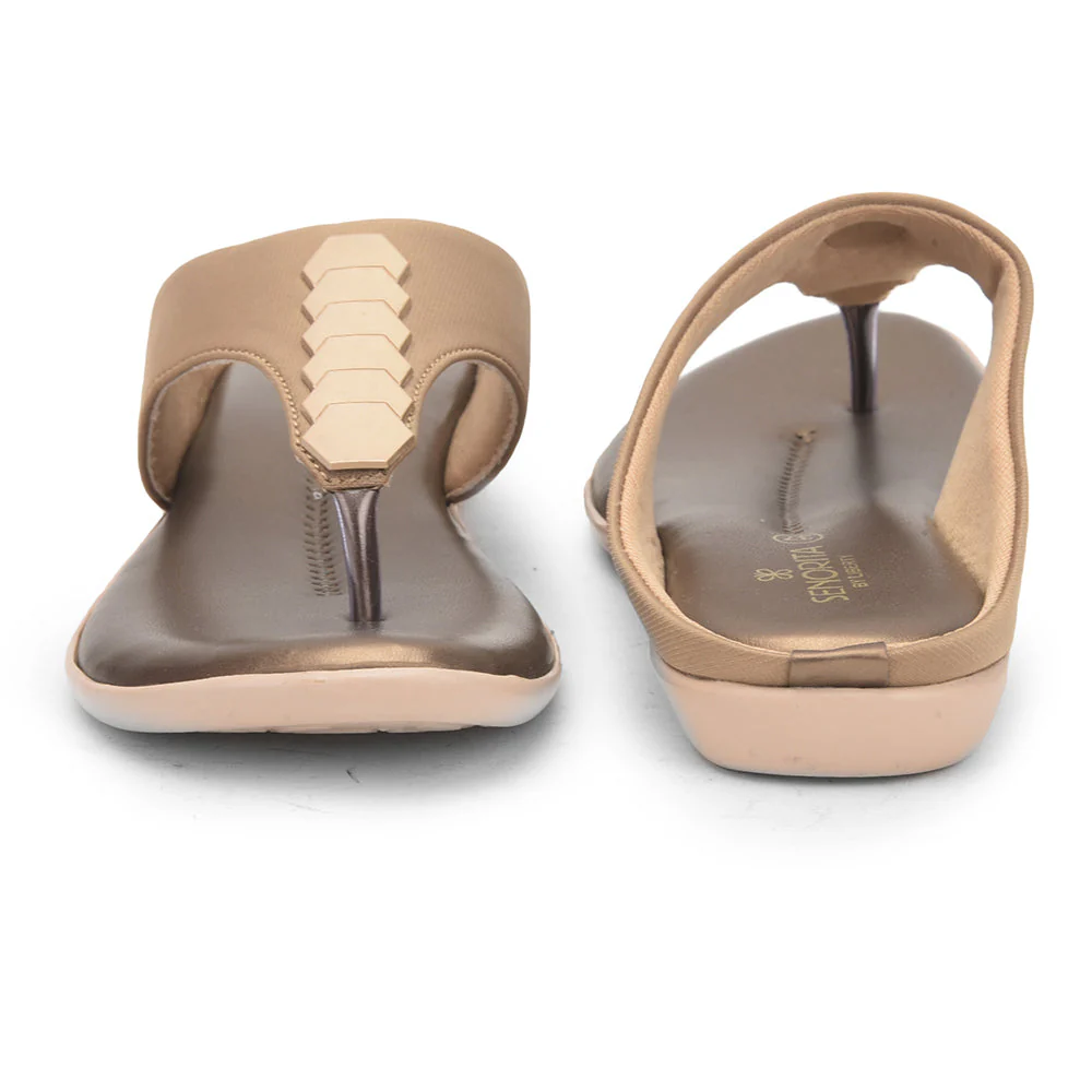 Senorita Formal Golden Flat Slipper For Women MK-201 By Liberty - Image 4