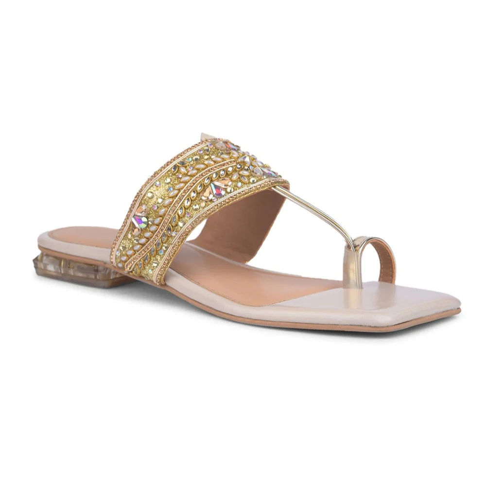 Senorita Golden Ethnic Slipper For Women STY-89 By Liberty