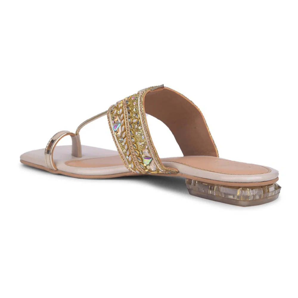 Senorita Golden Ethnic Slipper For Women STY-89 By Liberty - Image 6