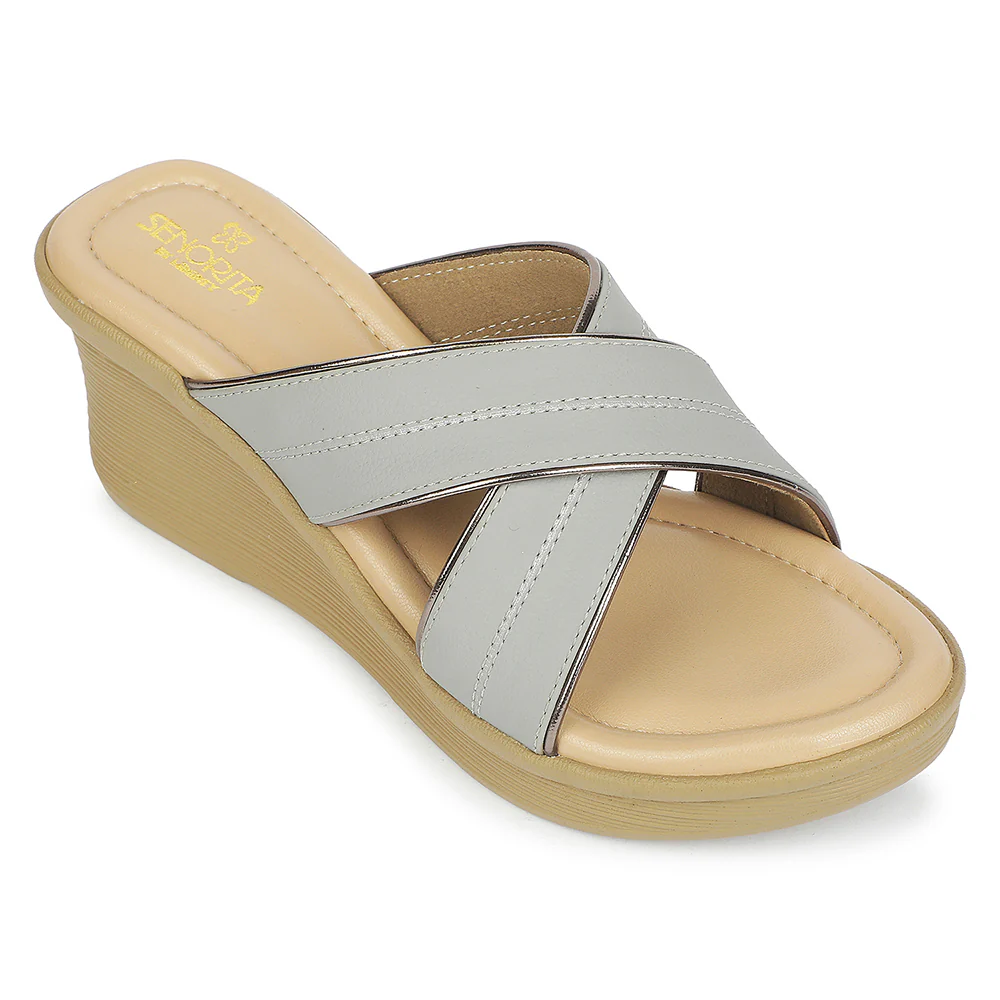 Senorita Grey Casual Wedge Heel Sandal for Women DLF-6 by Liberty