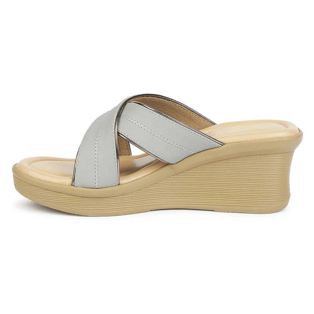 Senorita Grey Casual Wedge Heel Sandal for Women DLF-6 by Liberty - Image 3