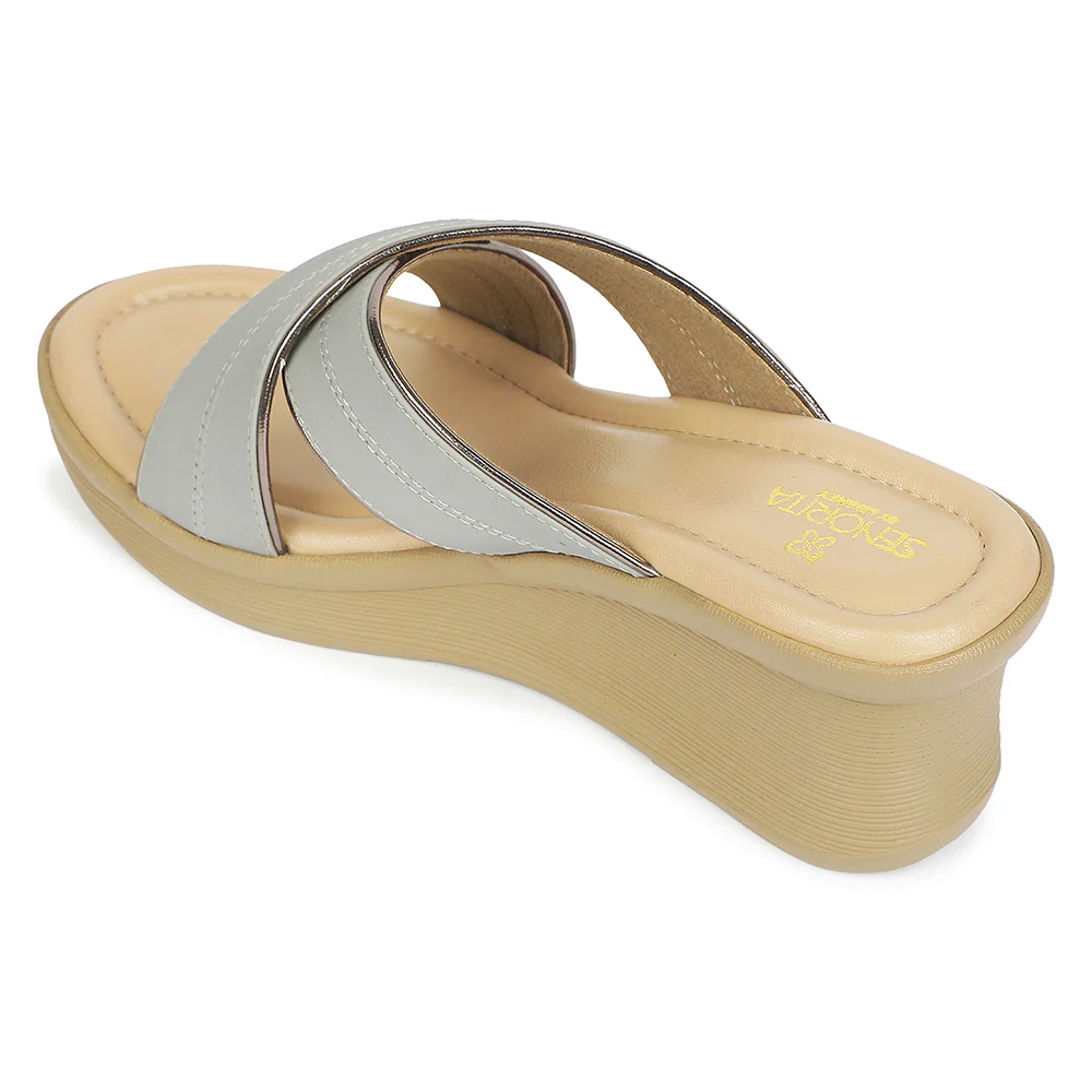 Senorita Grey Casual Wedge Heel Sandal for Women DLF-6 by Liberty - Image 4
