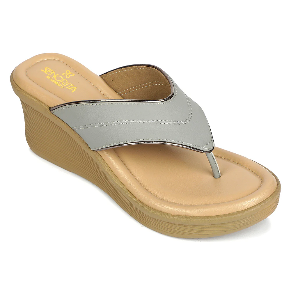 Senorita Grey Casual Wedge Heel Sandal for Women DLF-7 by Liberty