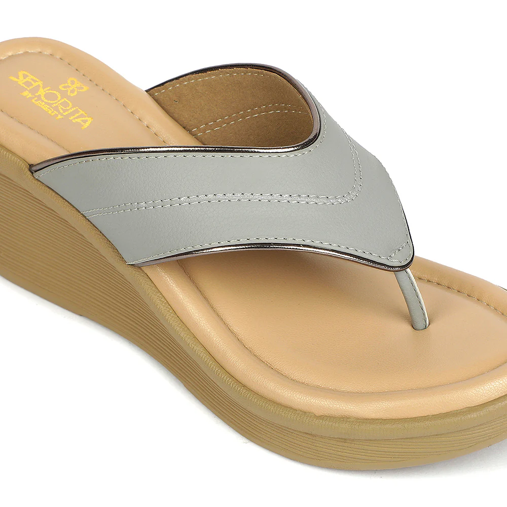 Senorita Grey Casual Wedge Heel Sandal for Women DLF-7 by Liberty - Image 5
