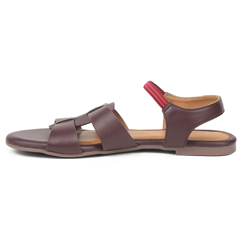 Senorita Maroon Casual Flat Sandal For Women DFL-101 By Liberty - Image 3