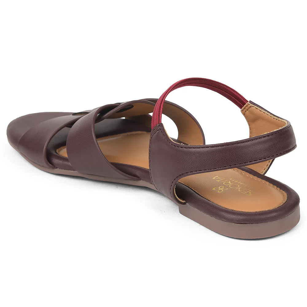 Senorita Maroon Casual Flat Sandal For Women DFL-101 By Liberty - Image 5