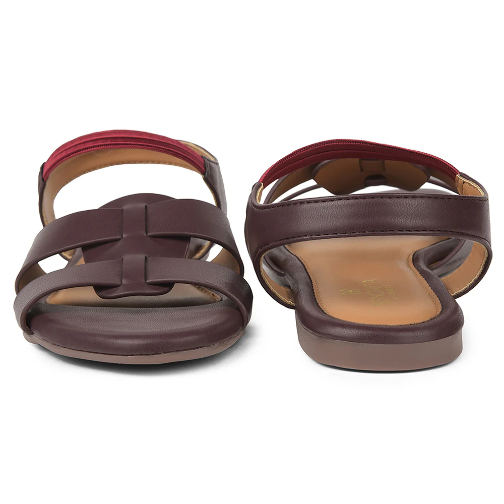Senorita Maroon Casual Flat Sandal For Women DFL-101 By Liberty - Image 6