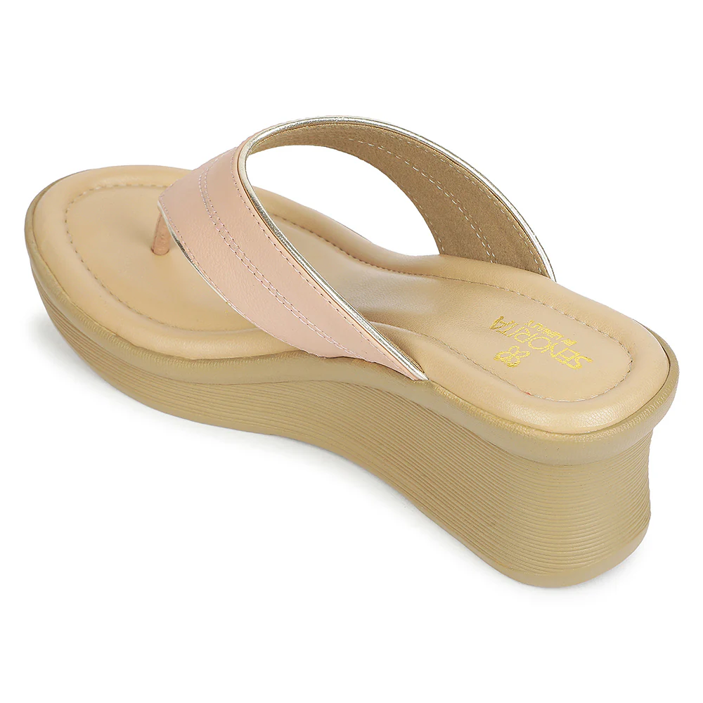 Senorita Peach Casual Wedge Heel Sandal for Women DLF-7 by Liberty - Image 4