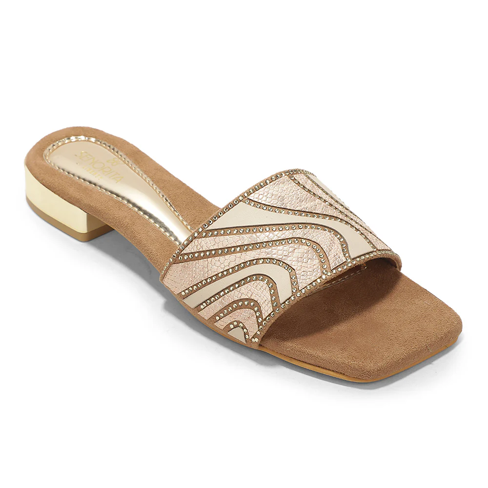 Senorita STY-153E Beige Casual Slip on Slippers for Women By Liberty