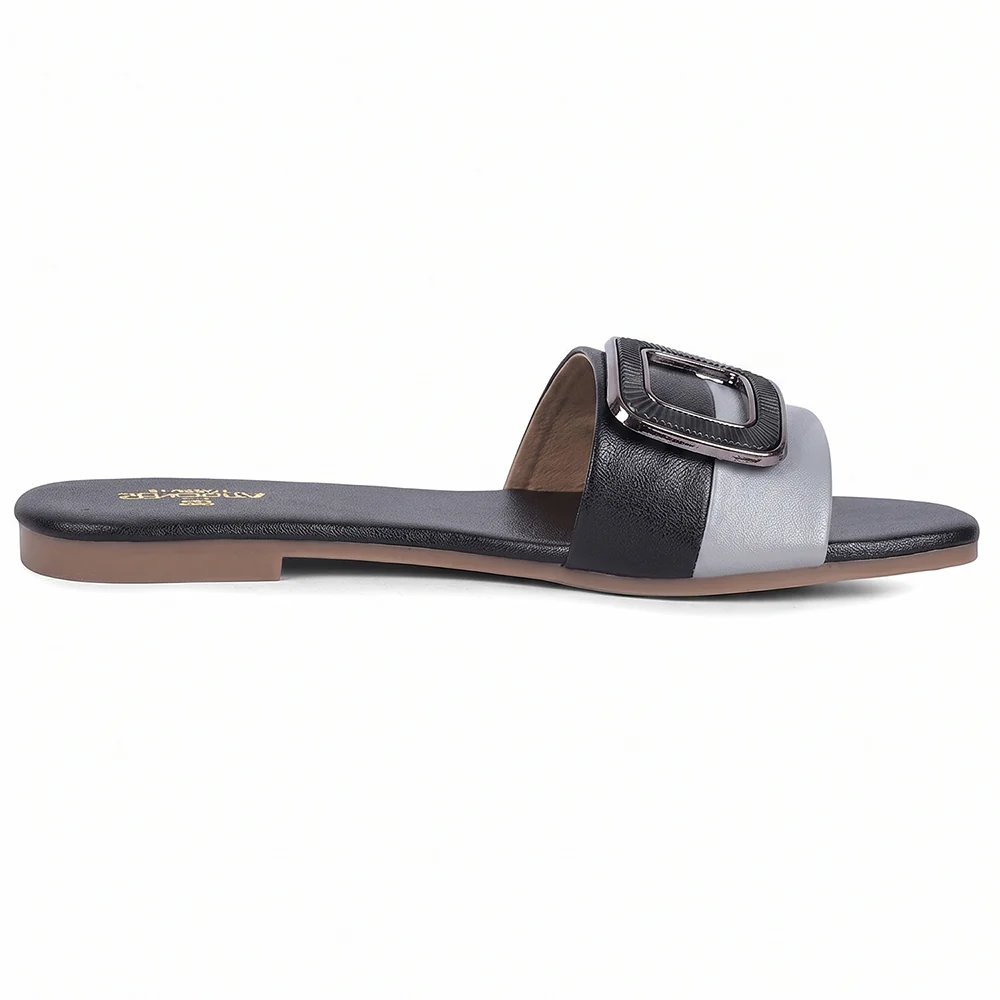 Senorita STY-172E Black Casual Slip on Slippers for Women by Liberty - Image 3