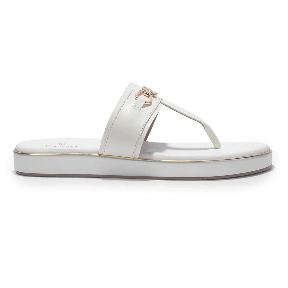 Senorita STY-182E White Casual Slip on Flipflops for Women By Liberty - Image 4