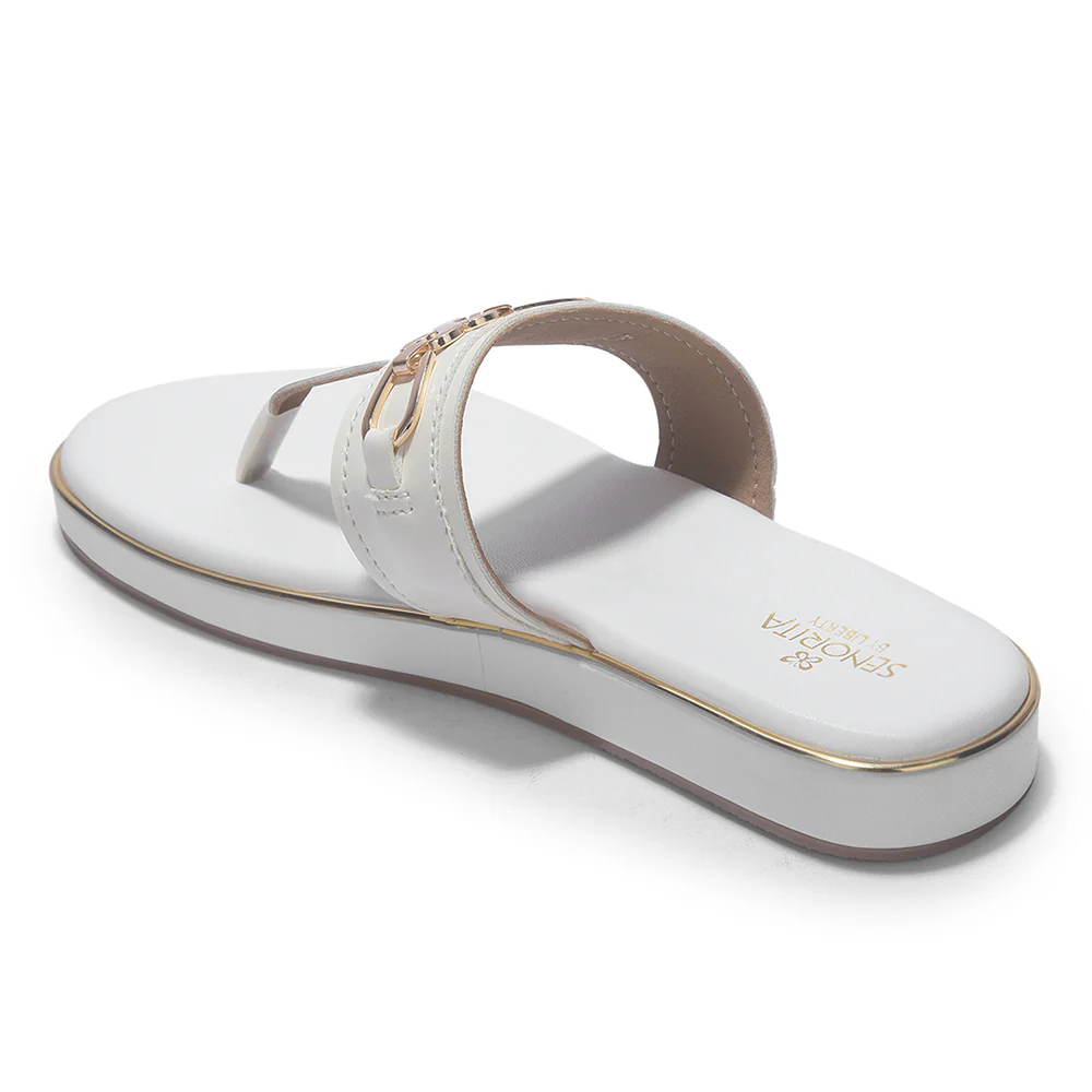Senorita STY-182E White Casual Slip on Flipflops for Women By Liberty - Image 5
