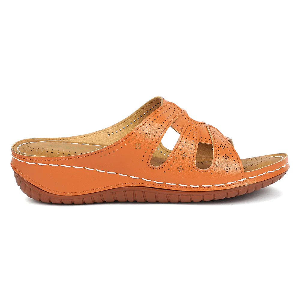 Senorita Tan Casual Flat Sandal for Women AGL-152E by Liberty - Image 3
