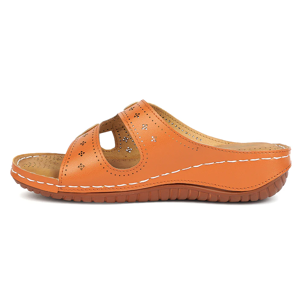 Senorita Tan Casual Flat Sandal for Women AGL-152E by Liberty - Image 4