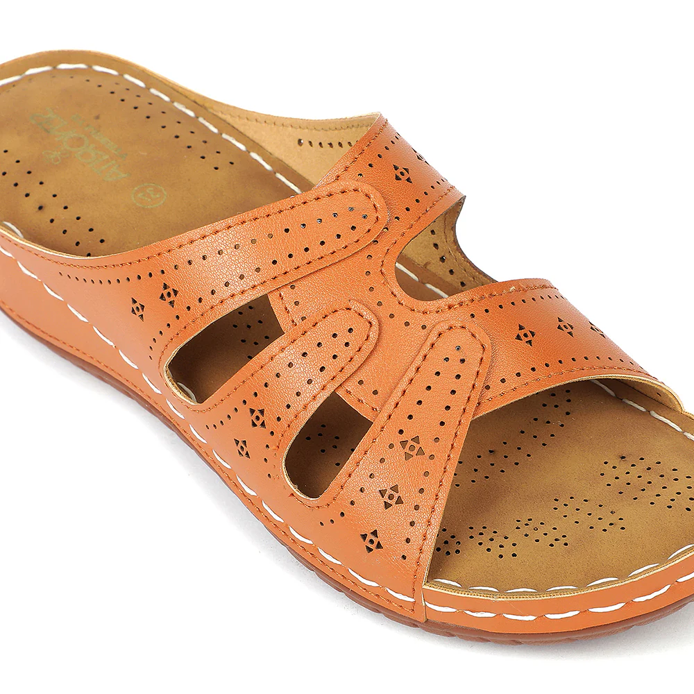 Senorita Tan Casual Flat Sandal for Women AGL-152E by Liberty - Image 6