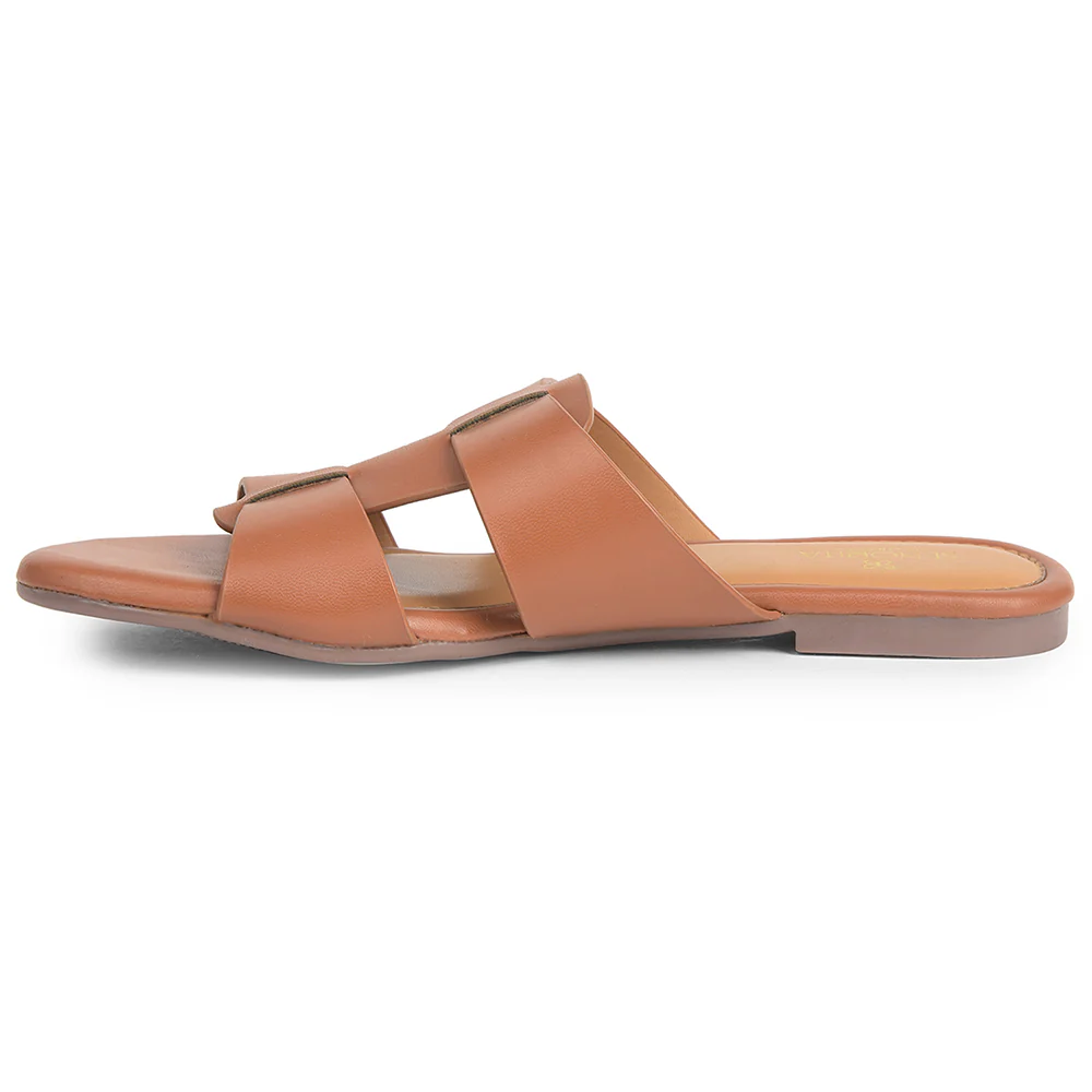 Senorita Tan Casual Flat Sandal For Women DFL-102 By Liberty - Image 3