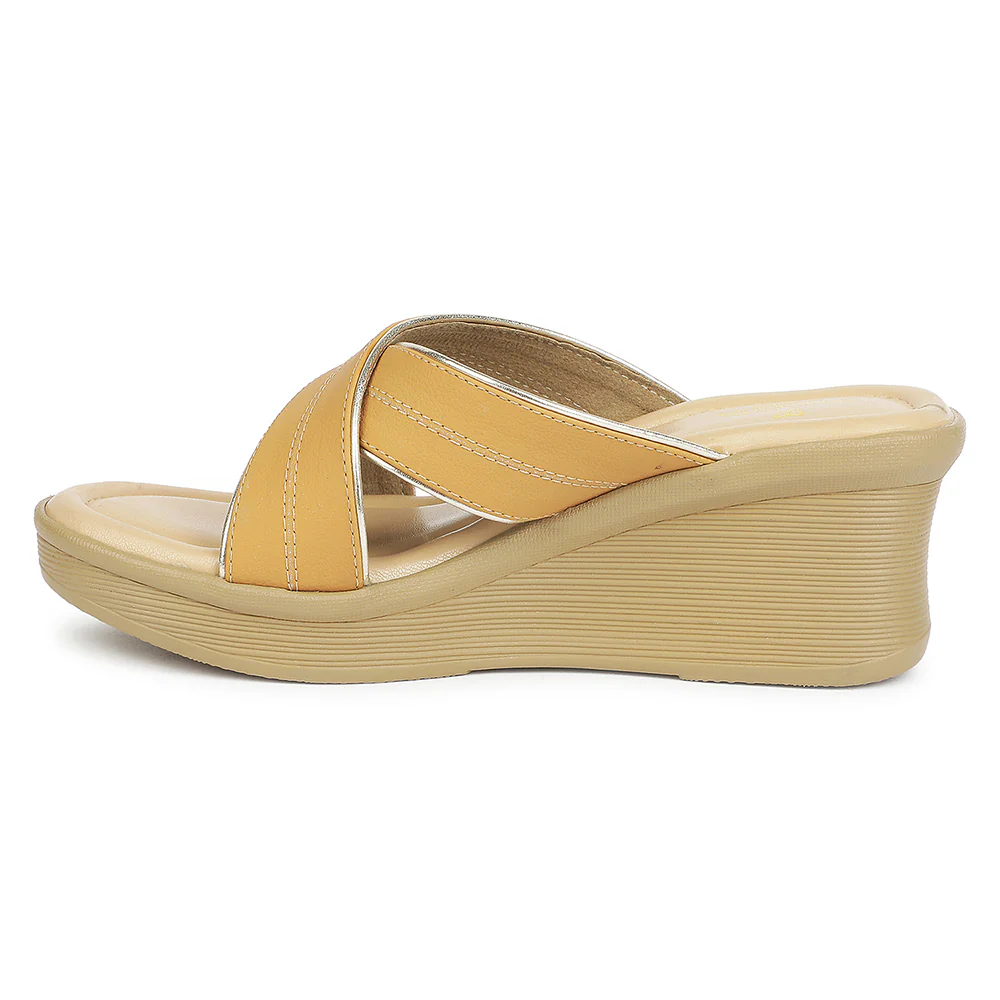 Senorita Tan Casual Wedge Heel Sandal for Women DLF-6 by Liberty - Image 3