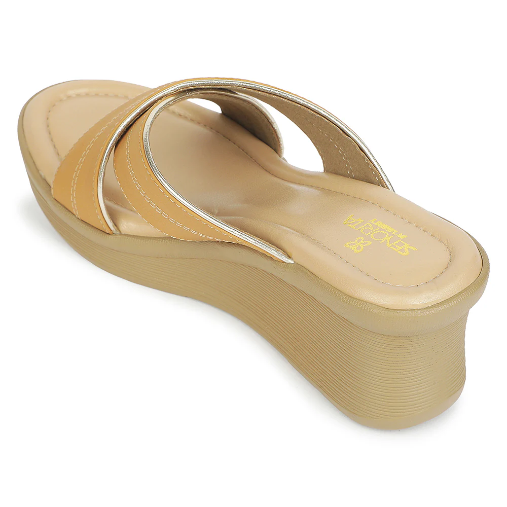 Senorita Tan Casual Wedge Heel Sandal for Women DLF-6 by Liberty - Image 4