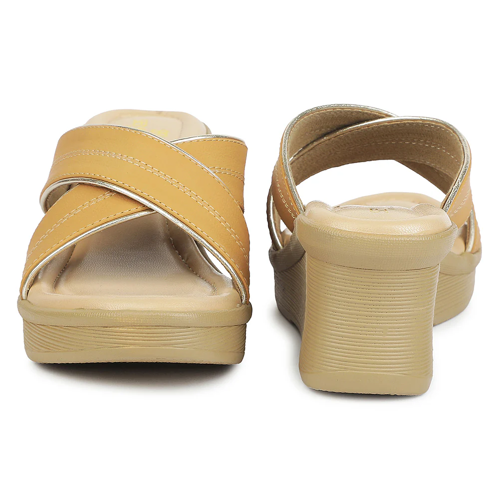 Senorita Tan Casual Wedge Heel Sandal for Women DLF-6 by Liberty - Image 6