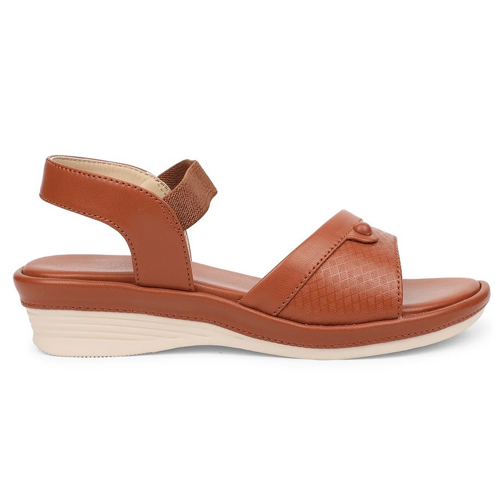 Senorita Tan Casual Wedge Heel Sandal For Women SGL-1 By Liberty - Image 2