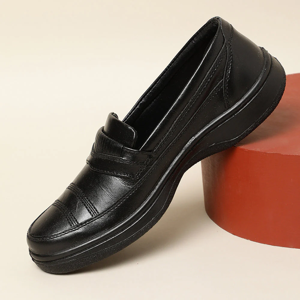Warrior Black Formal Non Lacing Shoes For Men 2078-02 By Liberty - Image 3