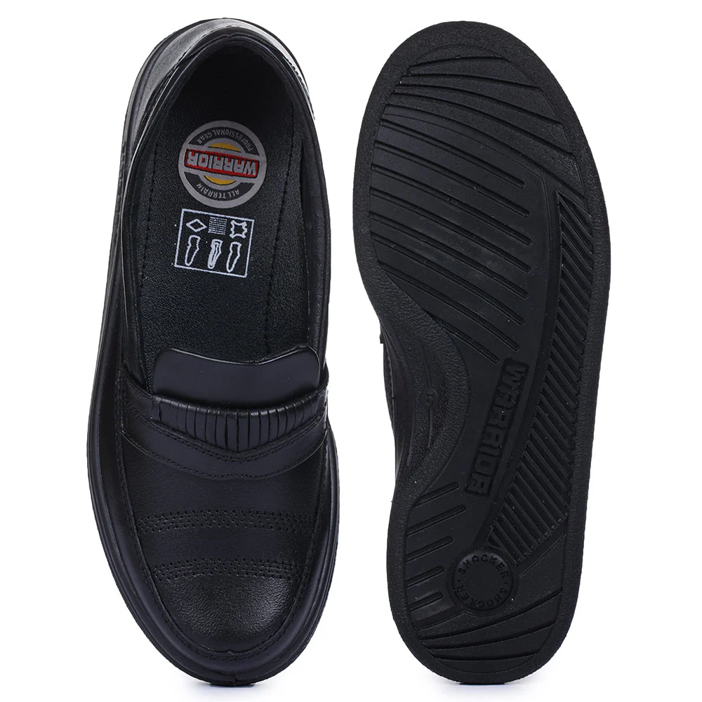 Warrior Black Formal Non Lacing Shoes For Men 2078-02 By Liberty - Image 4